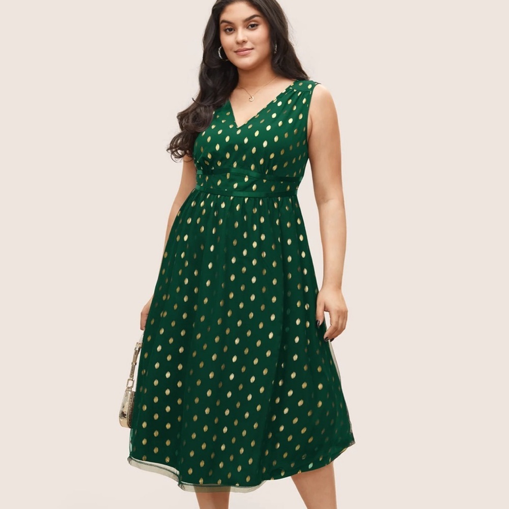 BloomChic Glitter Polka Dot Pocket Patchwork Tank Dress - Picture 4 of 4
